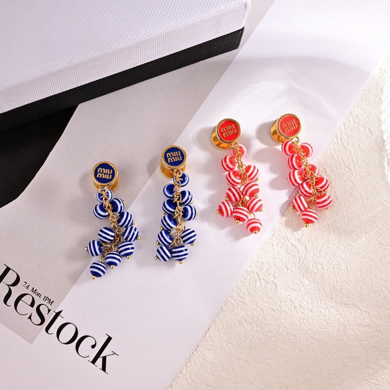 18K Miu Blue & Pink Ball Earrings