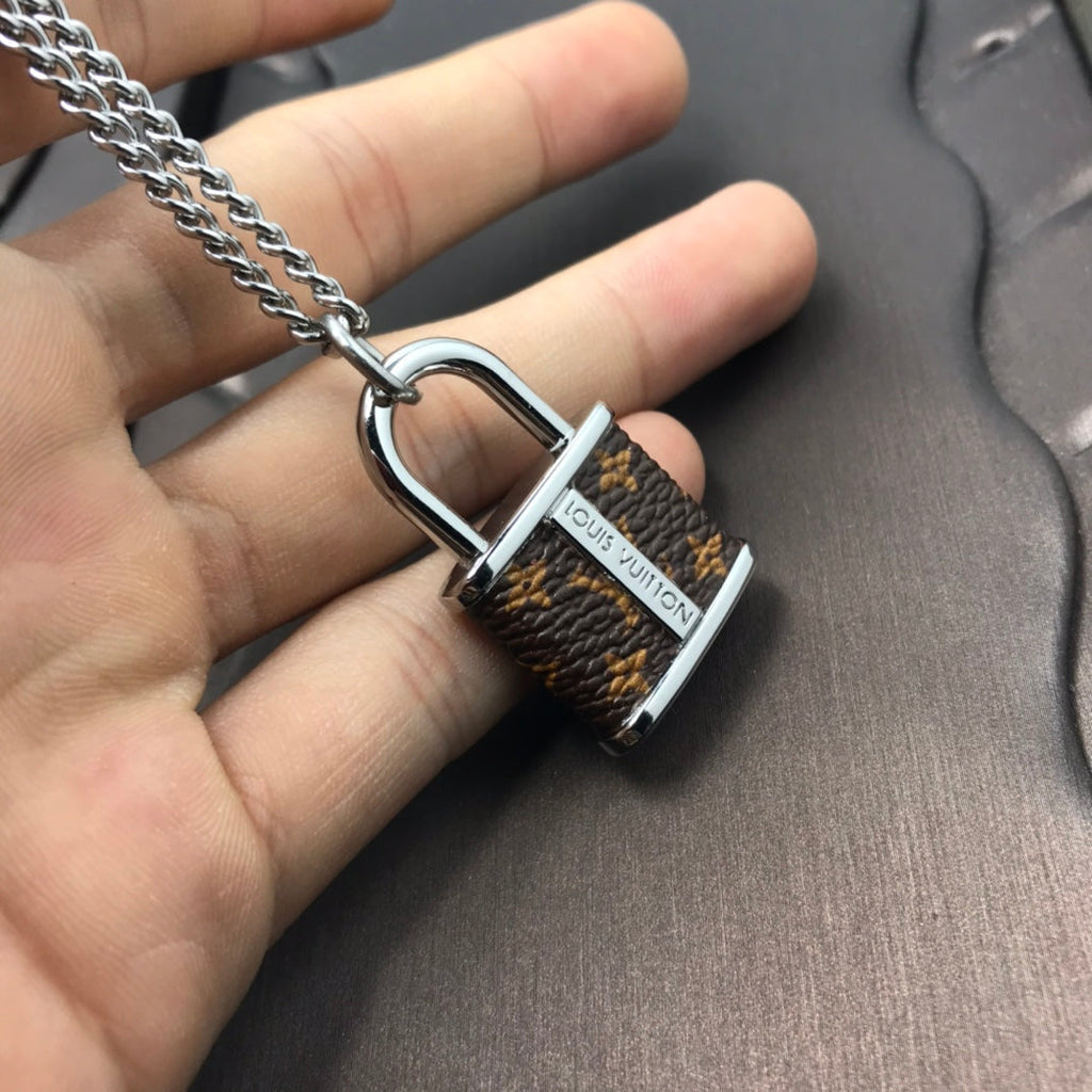 18K Louis Vuitton Monogram Lock Pendant Necklace