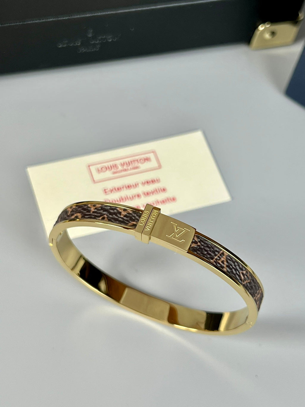 18K Louis Vuitton Leather Bracelet
