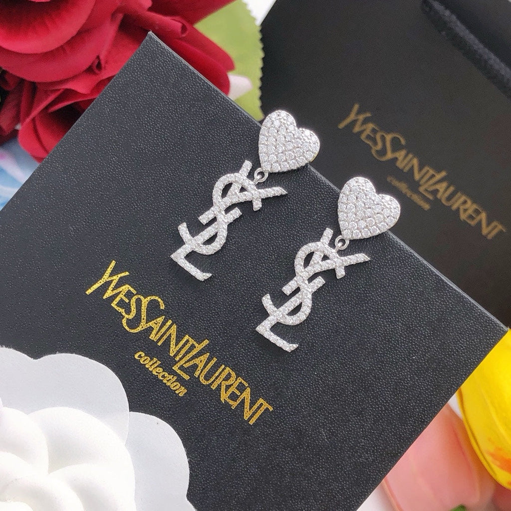 18K YSL Heart Diamonds Earrings