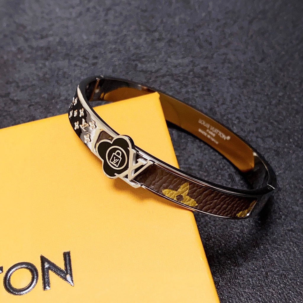 18K Louis Vuitton Leather Lock Bracelet