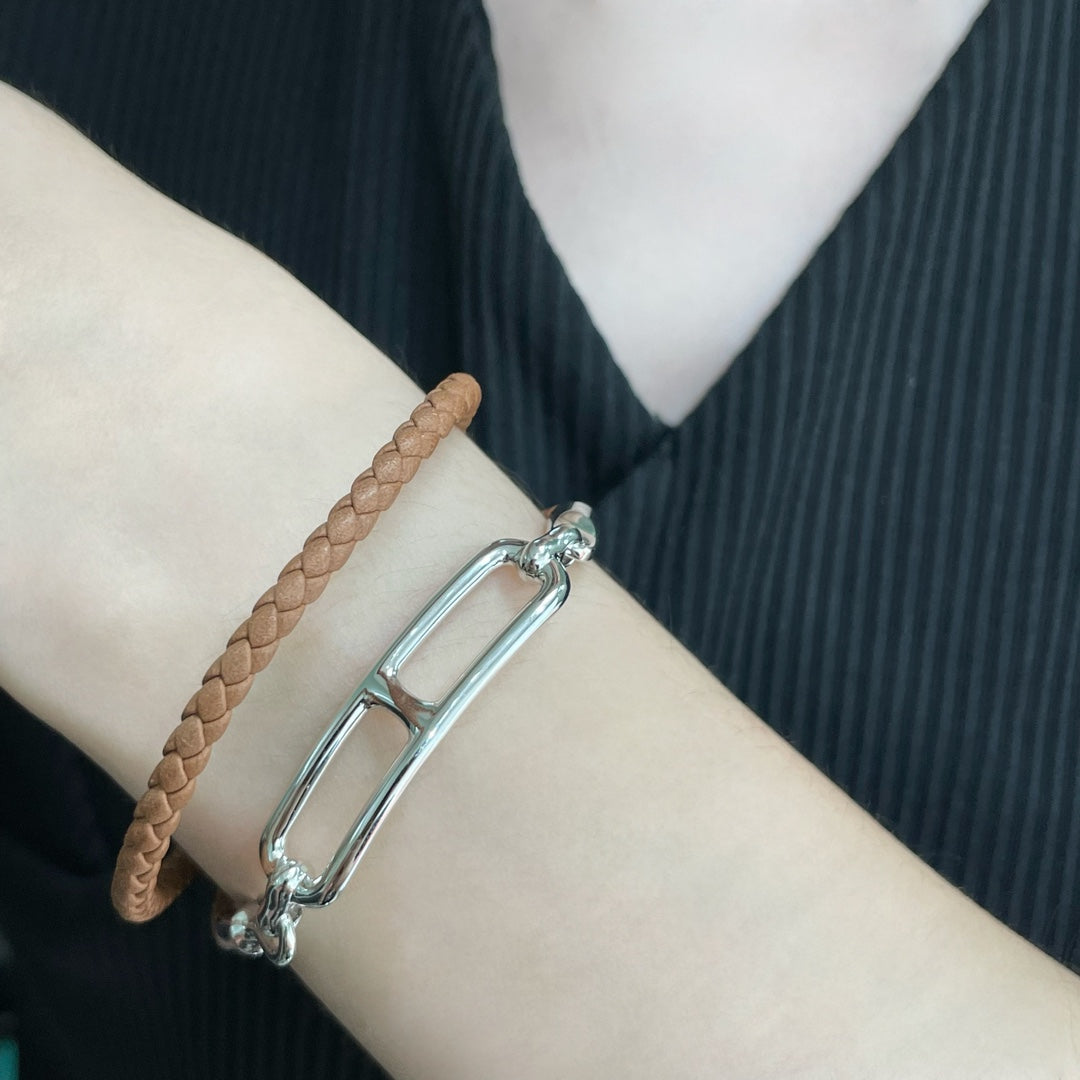 18K Roulis Double Tour Brown Hermes Bracelet