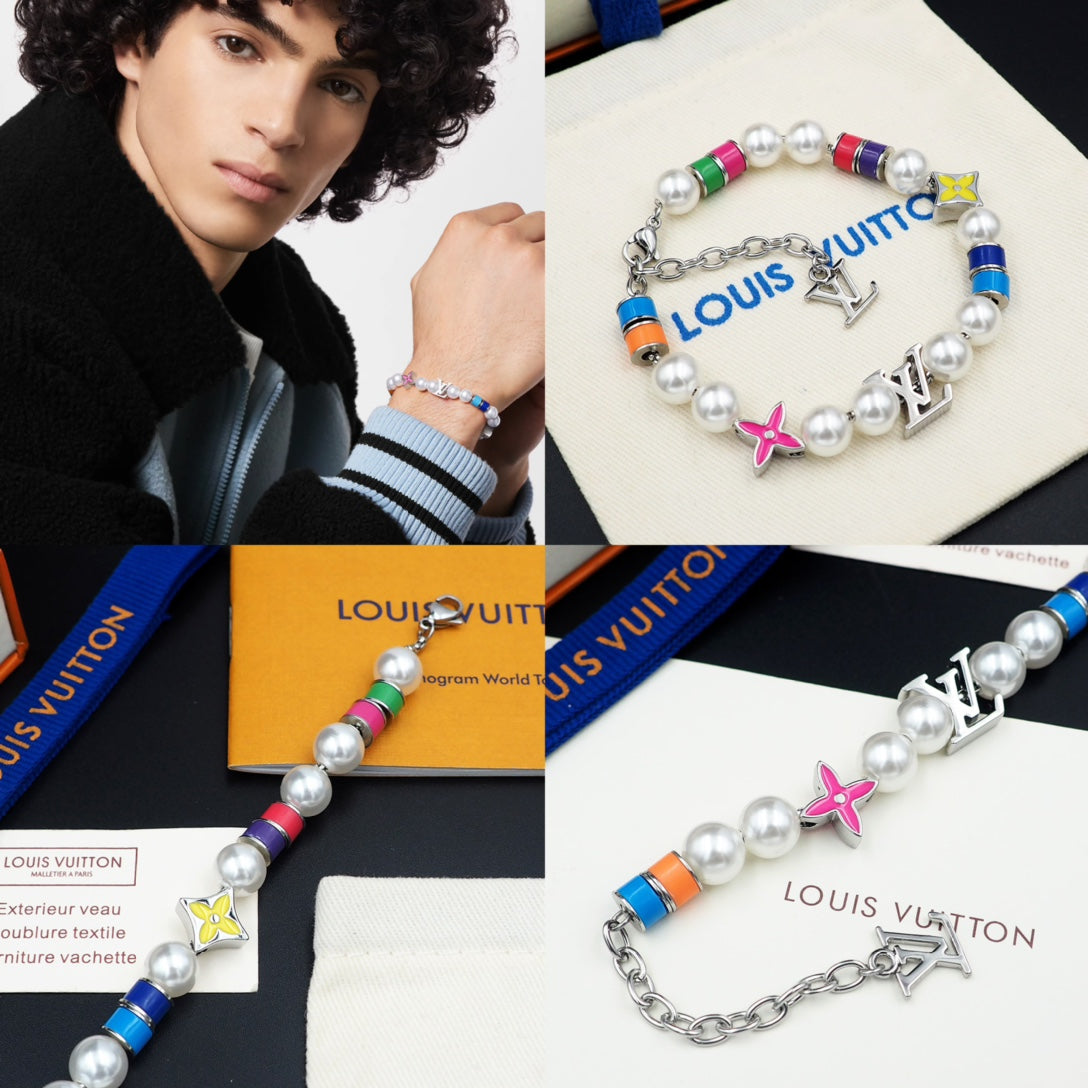 18K Louis Vuitton MNG Pearls Party Bracelet
