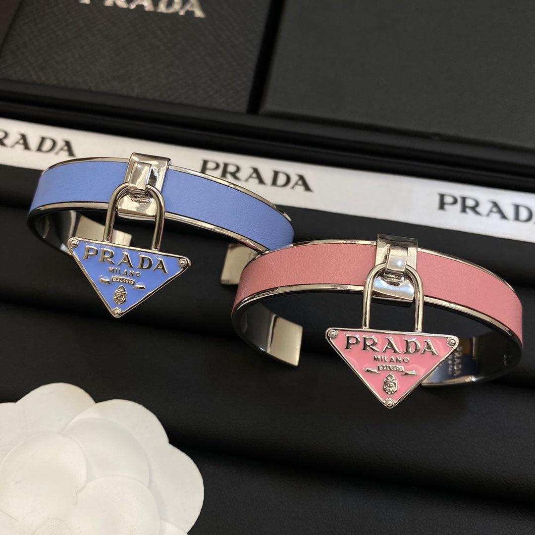18K Prada Triangle Charm Cuff Bracelet