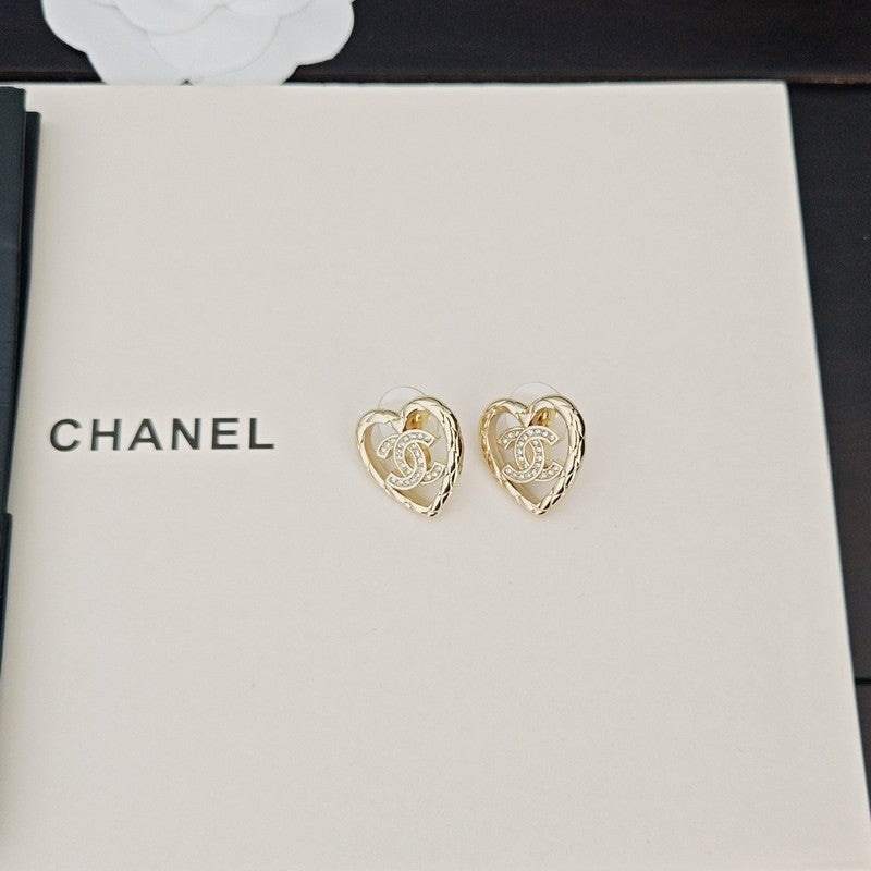 18K  Chanel Heart Diamond Earrings