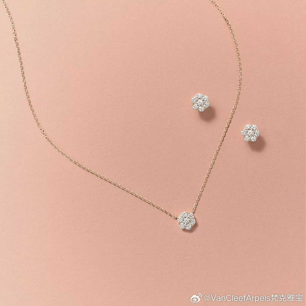 18K Flower Crystal Earrings