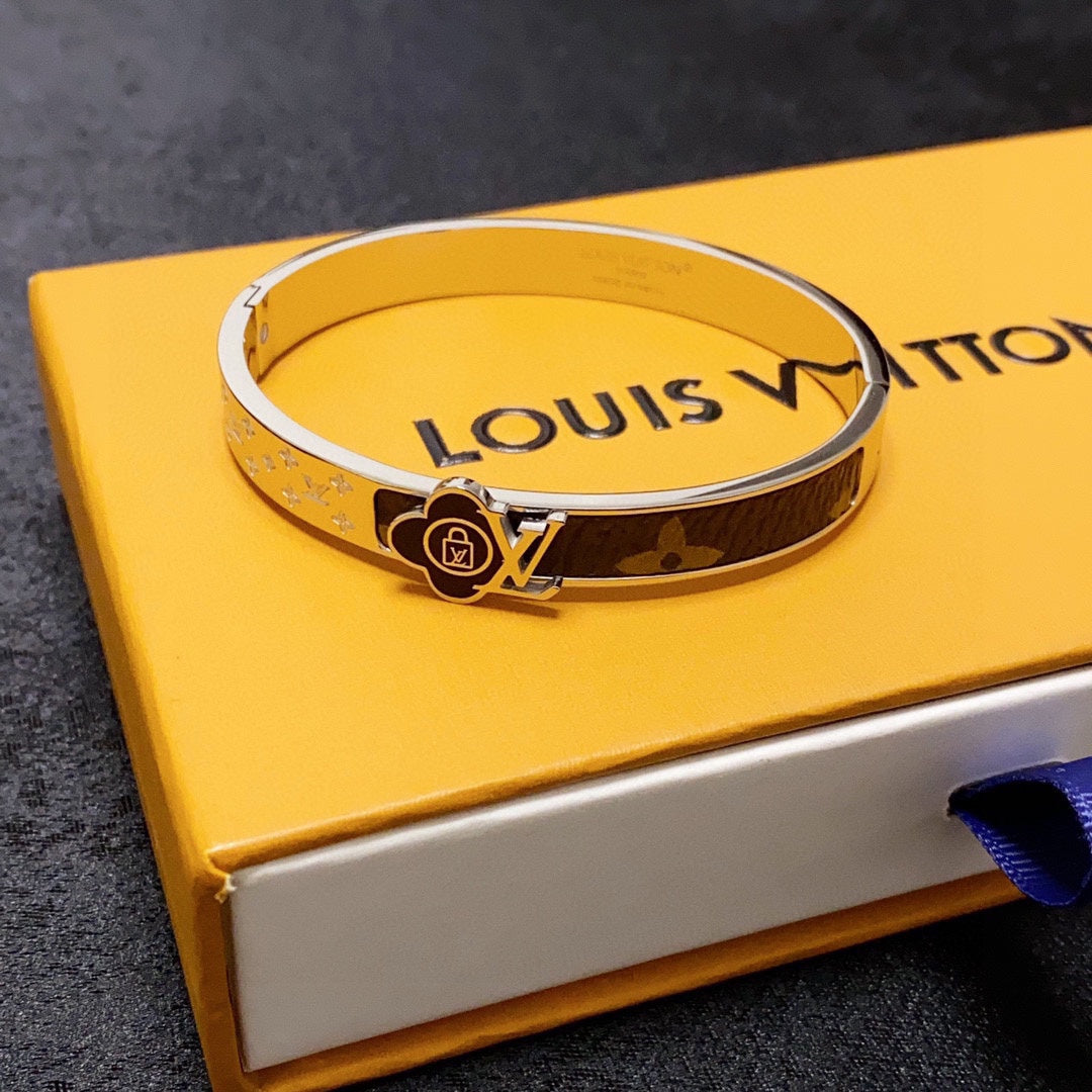 18K Louis Vuitton Leather Lock Bracelet