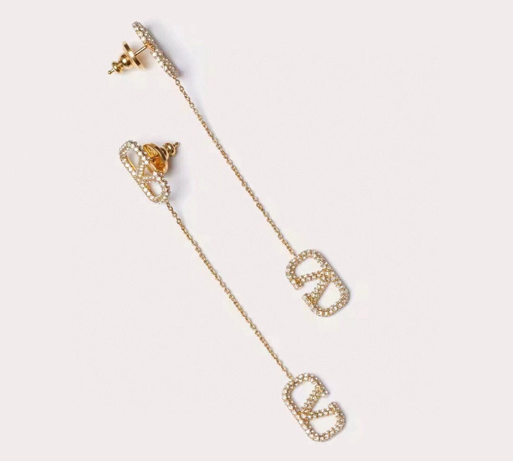 18K Valentino Crystal Valentino Signature Earrings