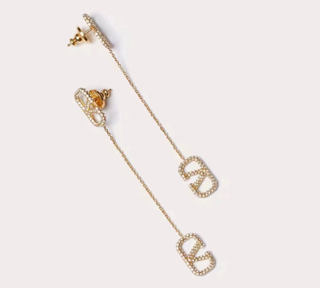 18K Valentino Crystal Valentino Signature Earrings