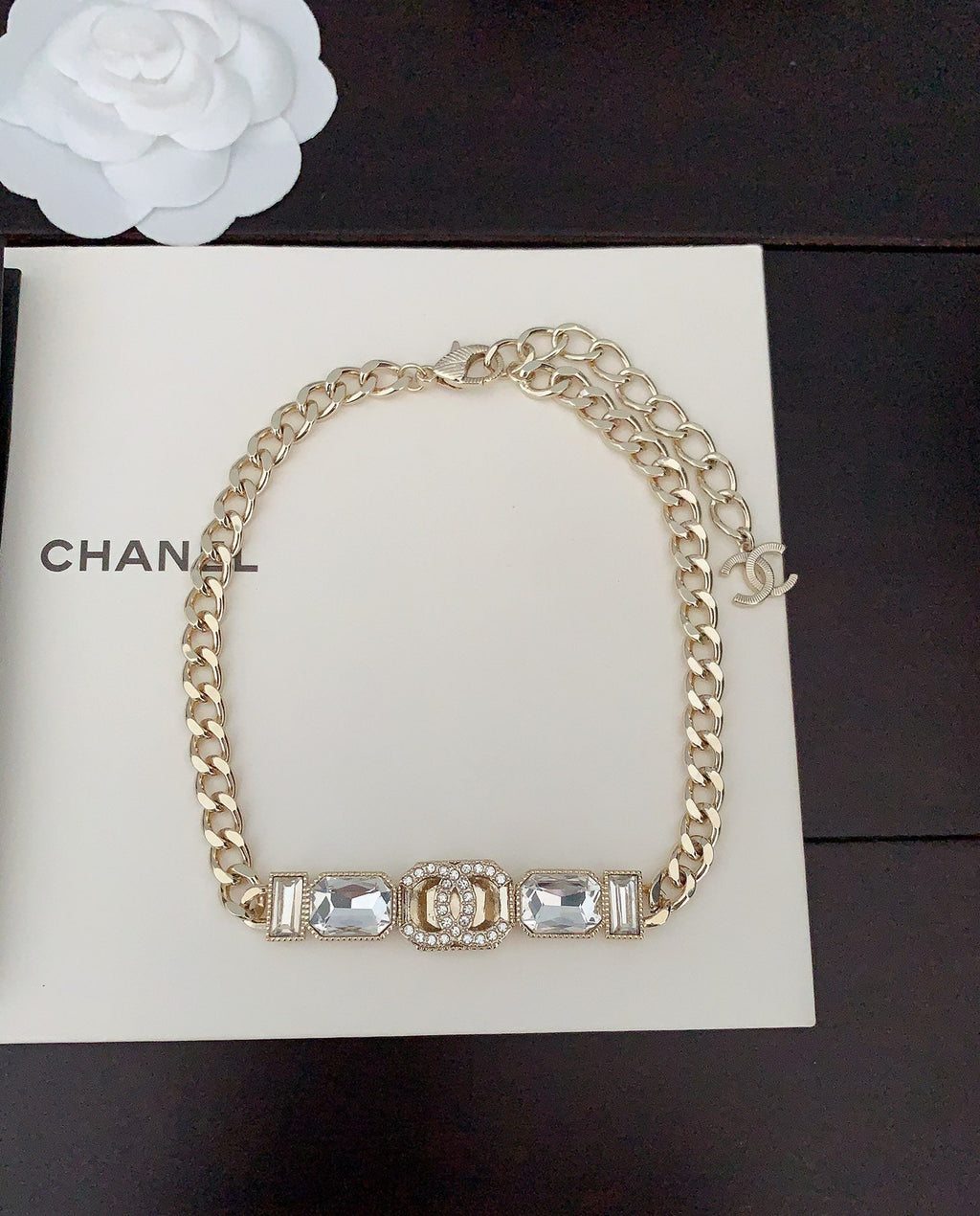 18K  Chanel Pearls Crystals Vintage Necklace