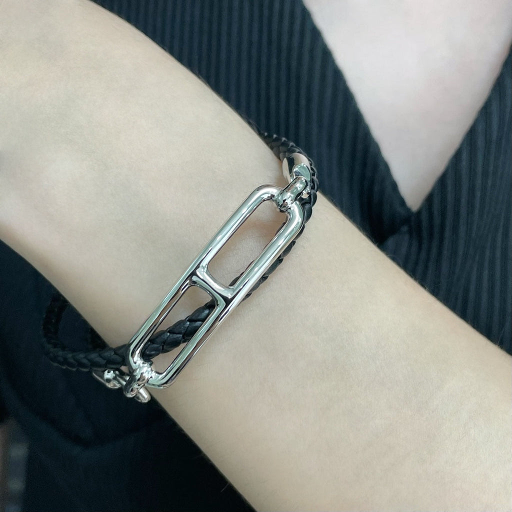 18K Roulis Double Tour Black Hermes Bracelet