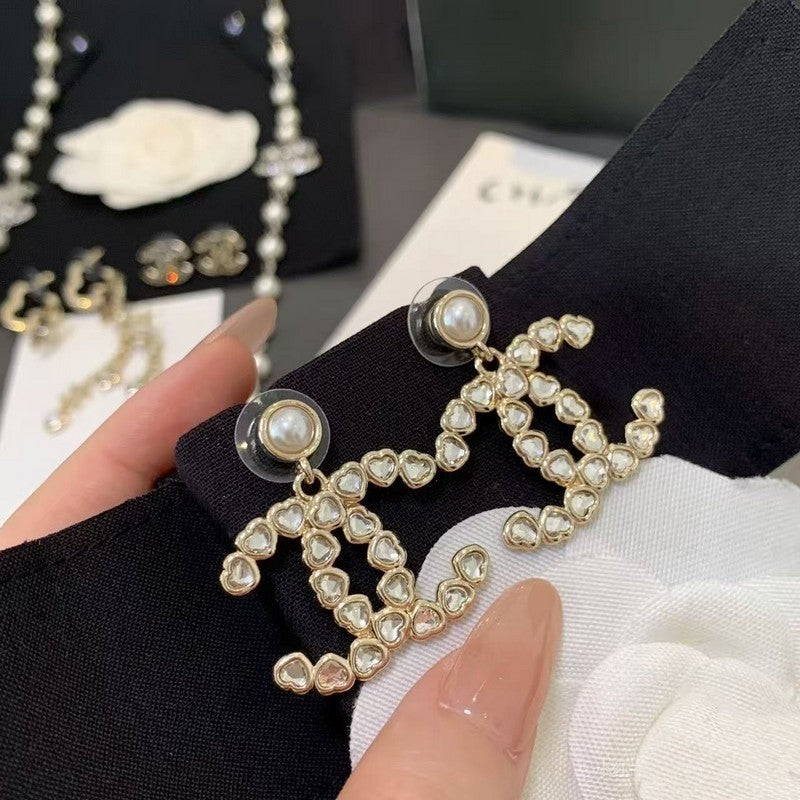 18K  Chanel Pearl & Crystal Earrings