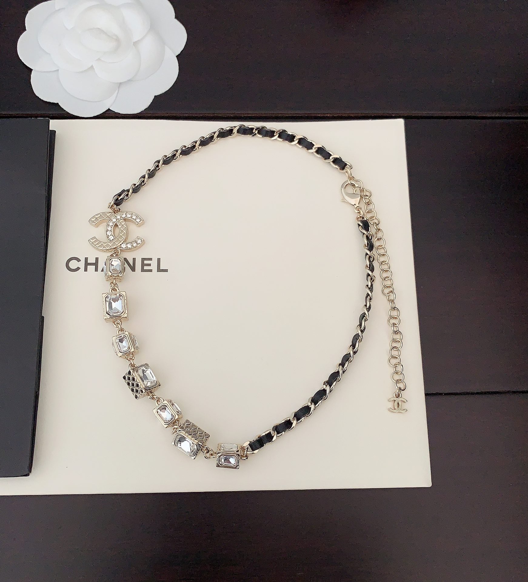 18K  Chanel Square Crystal Choker Necklace
