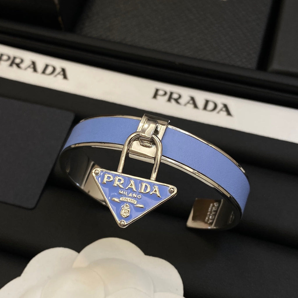 18K Prada Triangle Charm Cuff Bracelet