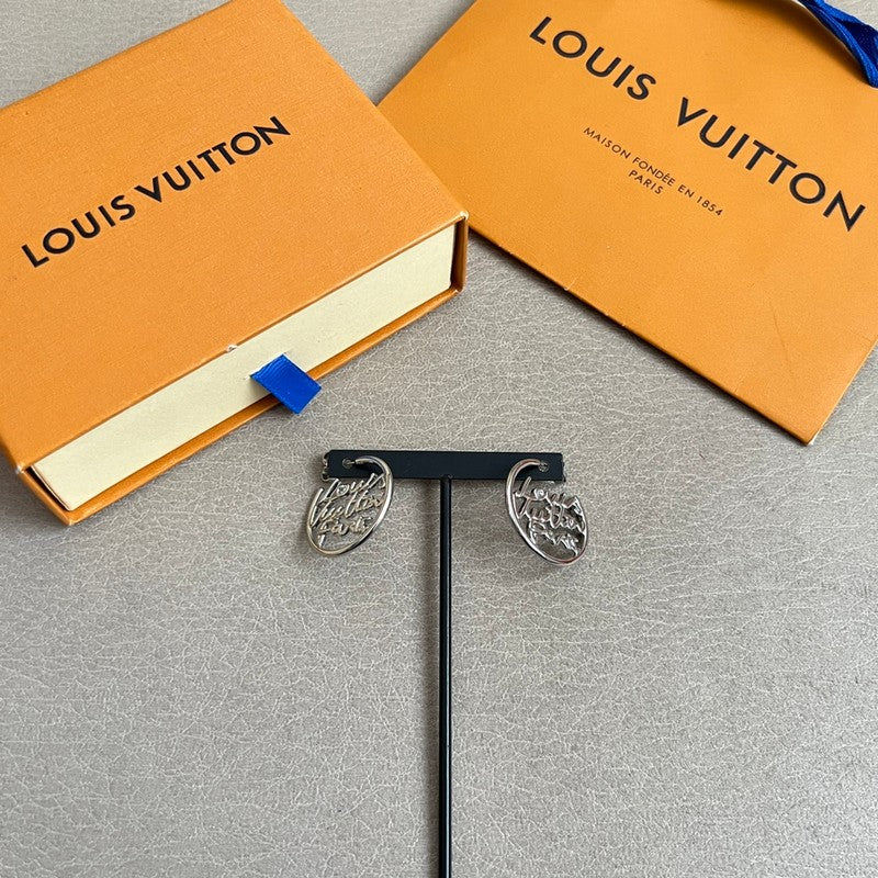 18K Louis Vuitton Script Gold Earrings