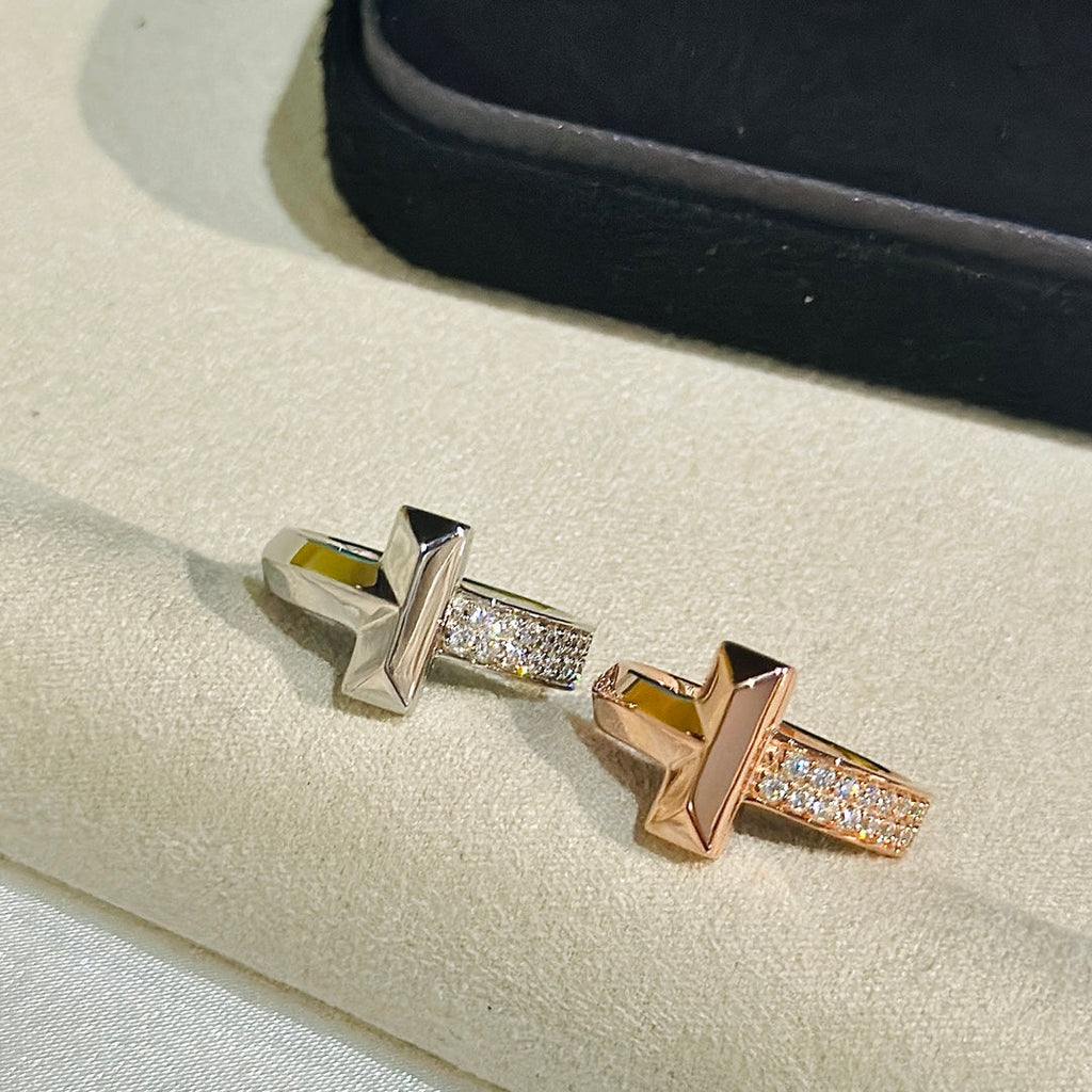 18K Tiffany Narrow Pave Ring