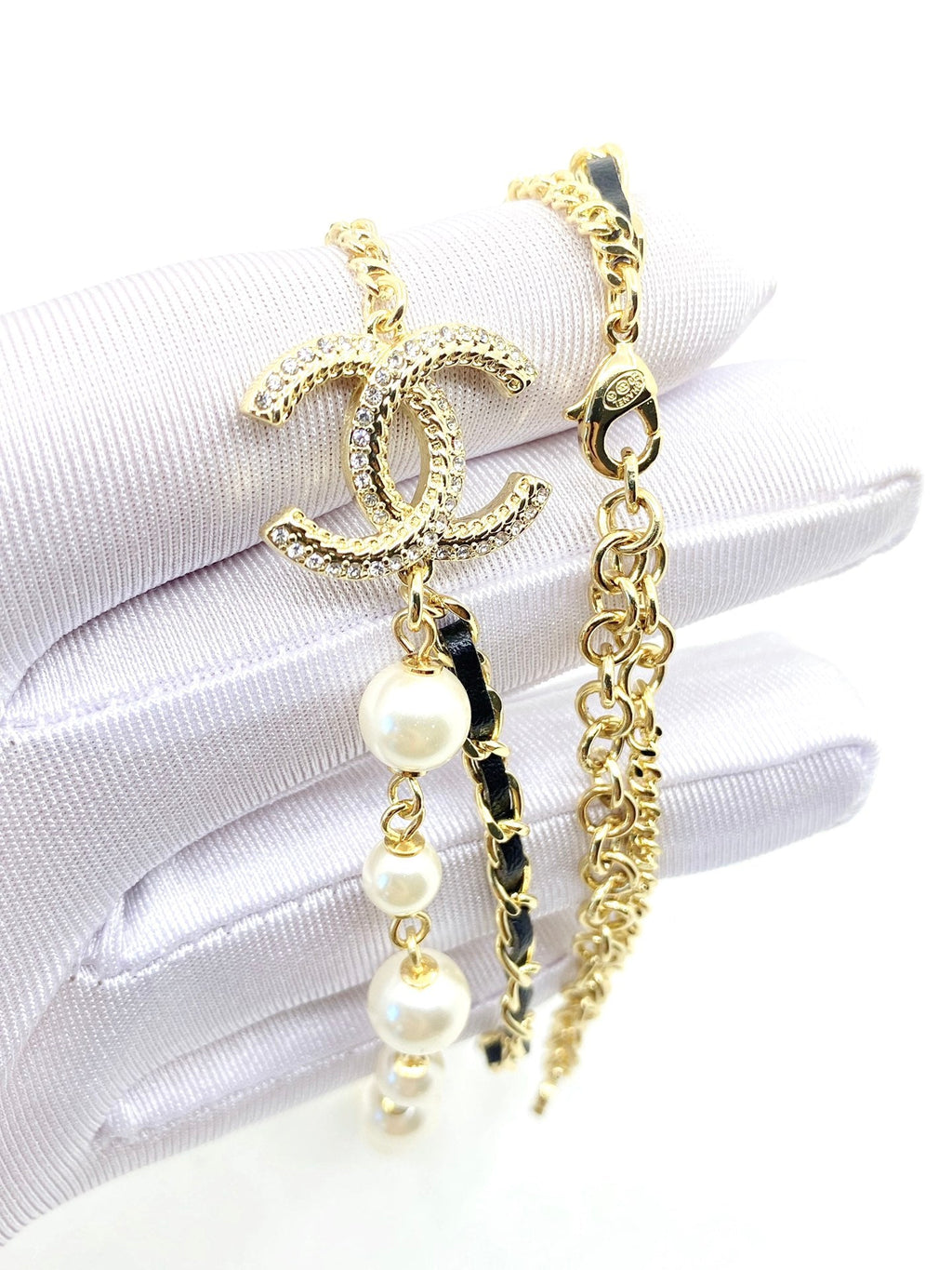 18K  Chanel Pearls Strass Choker Necklace