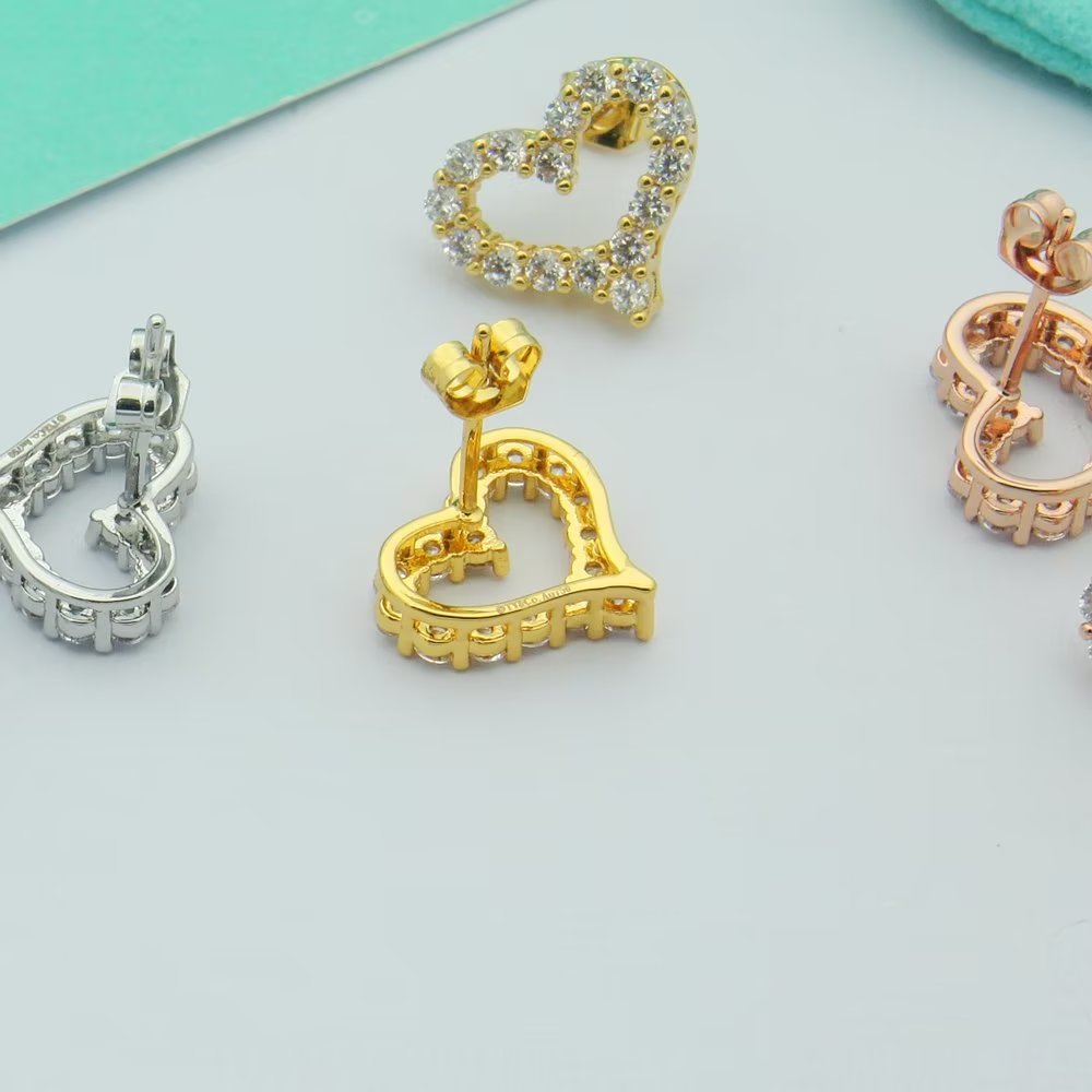 18K Tiffany Heart Diamonds Earrings