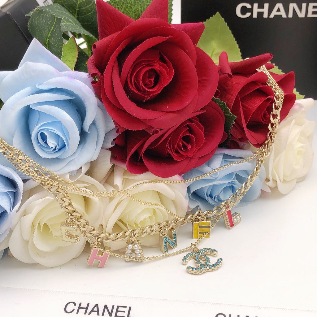 18K  Chanel Color Typo Necklace
