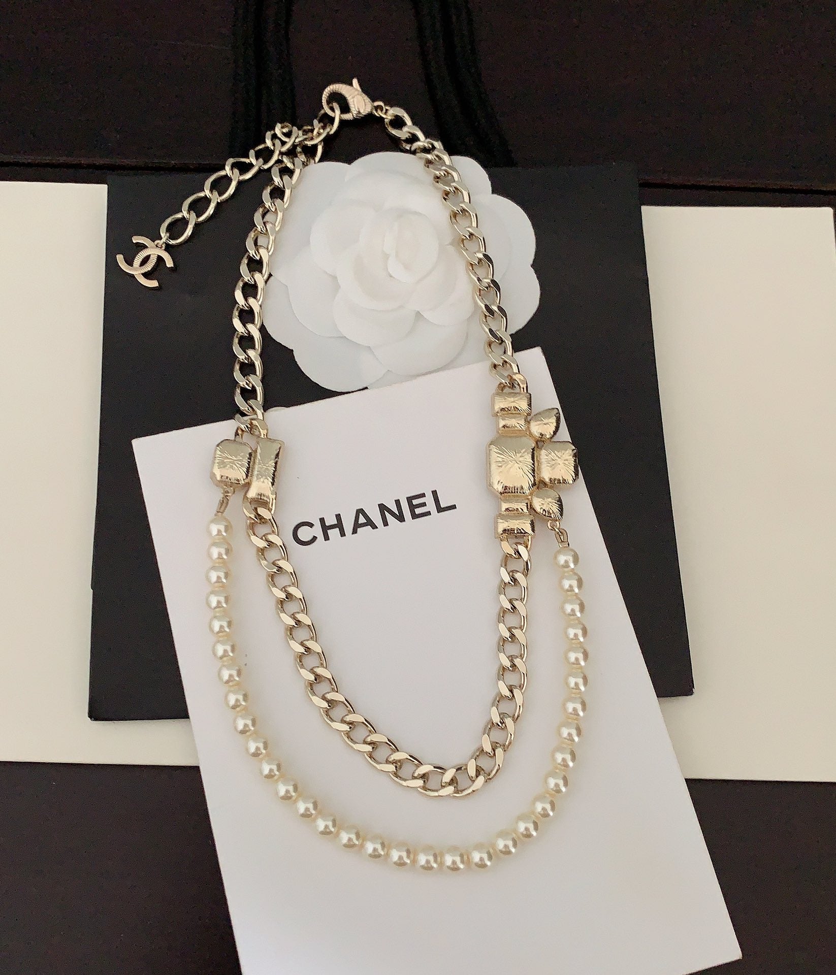 18K  Chanel Pearls Crystals Necklace