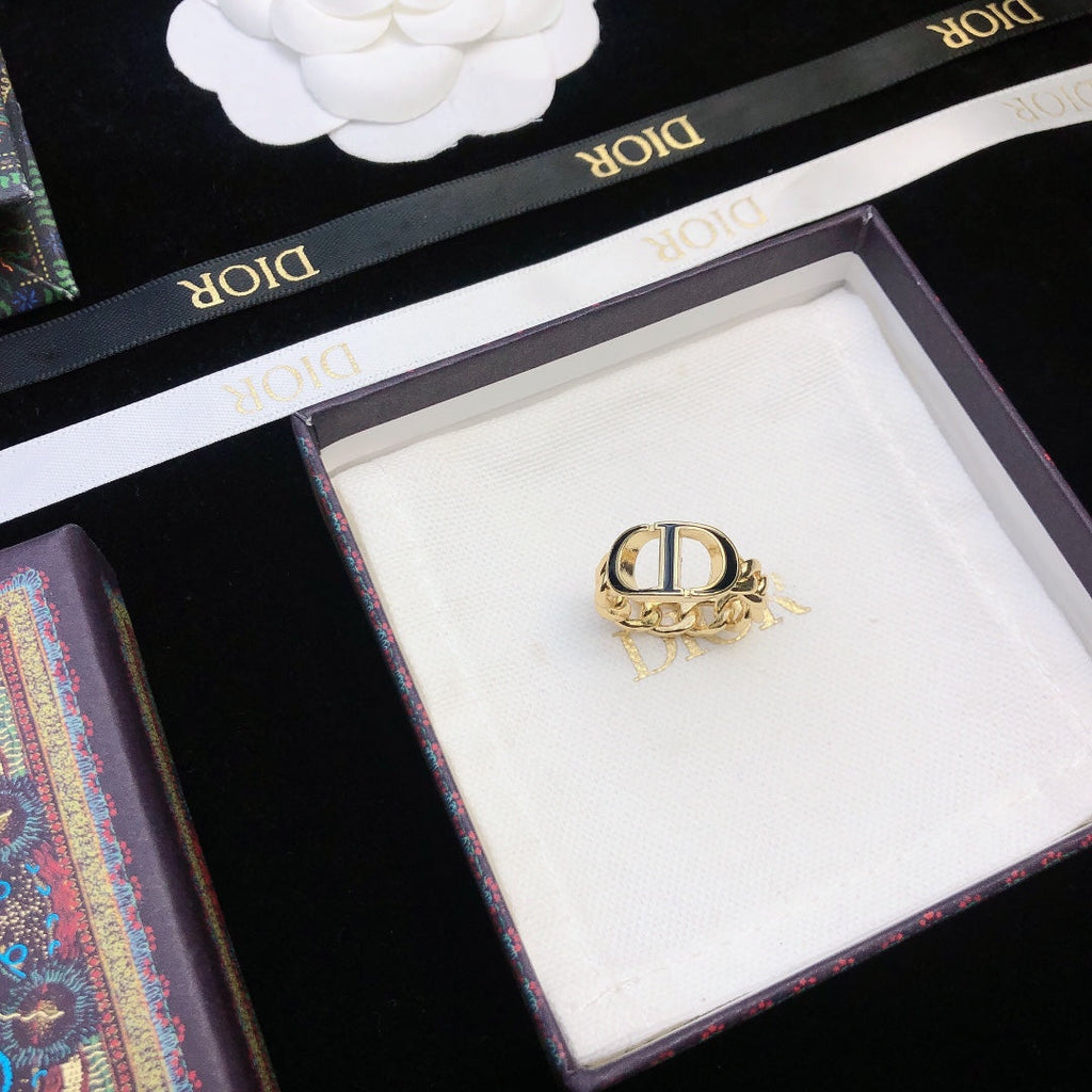 18K Petit Dior Chain Link Ring