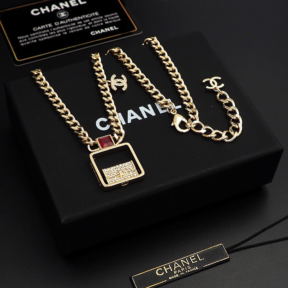 18K  Chanel Red Bag Pendant Necklace