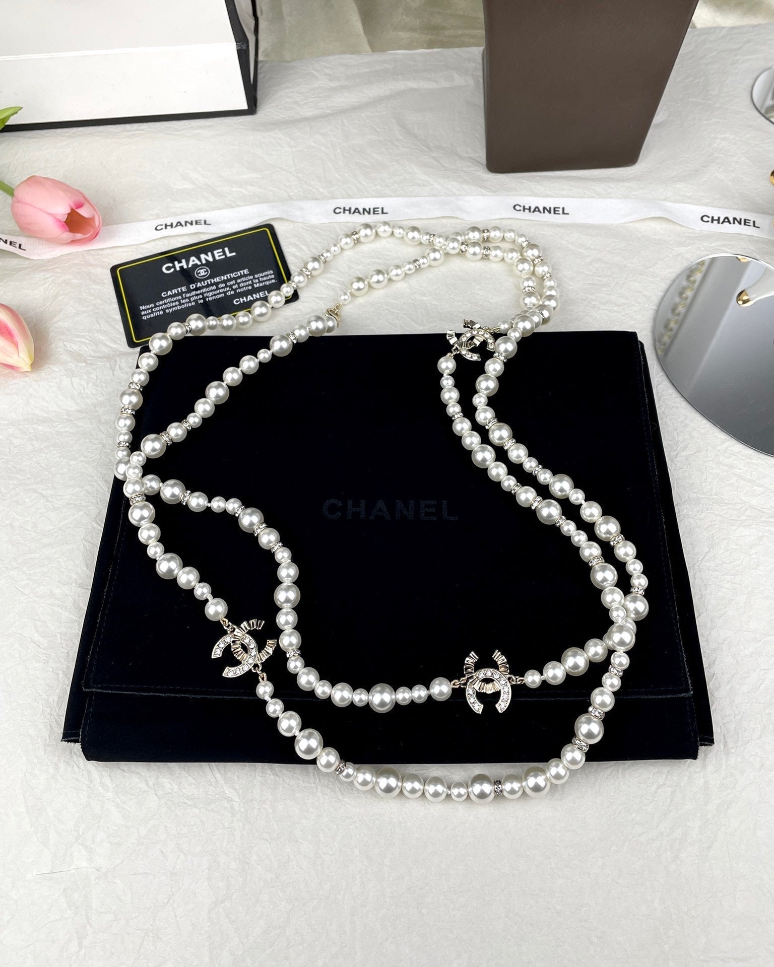 18K  Chanel Pearls Long Necklace