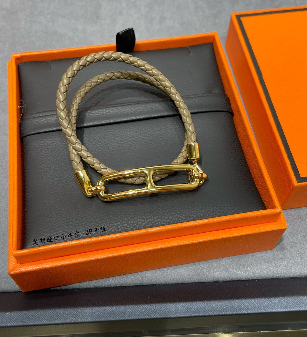 18K Roulis Double Tour Grey Hermes Bracelet