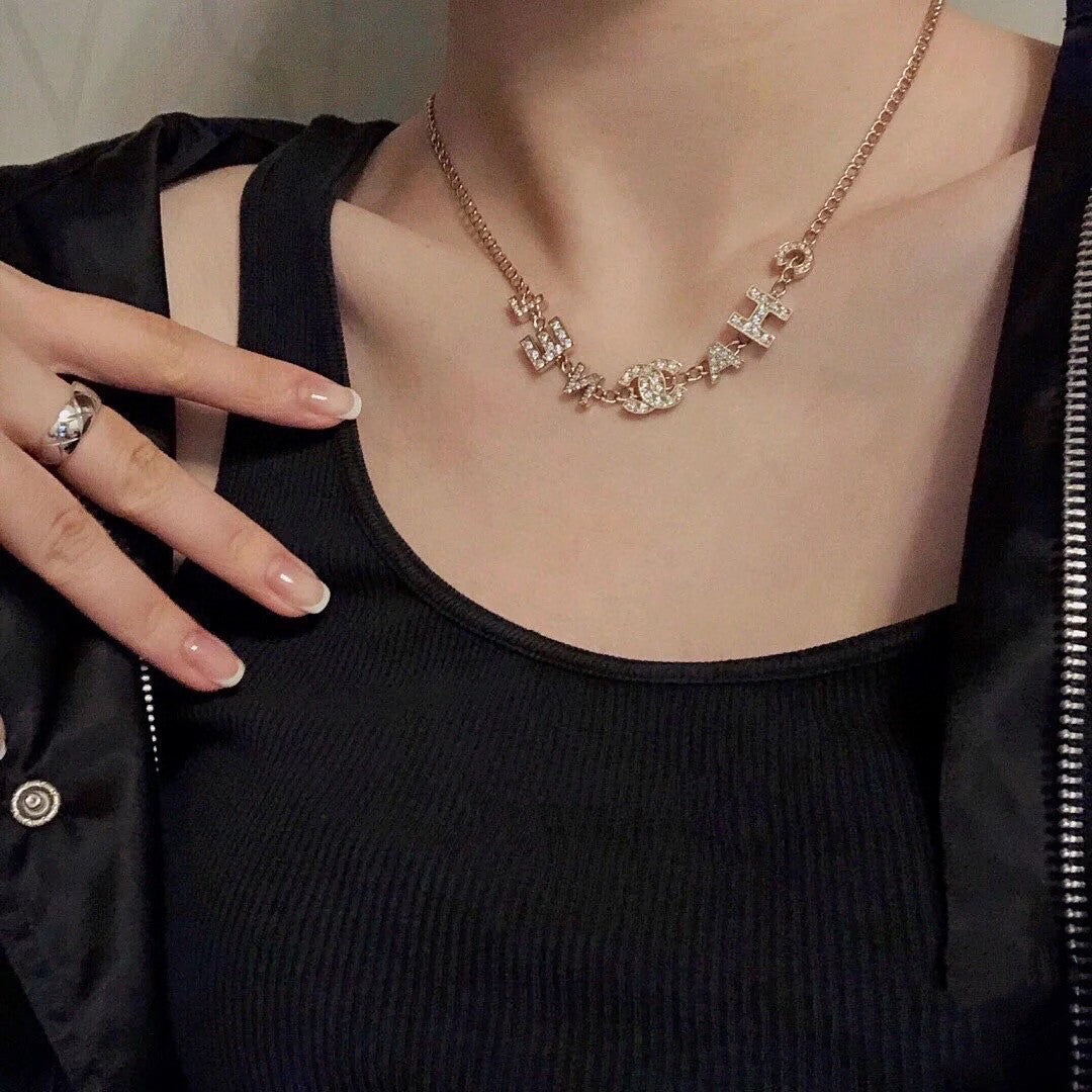 18K  Chanel Script Diamonds Necklace