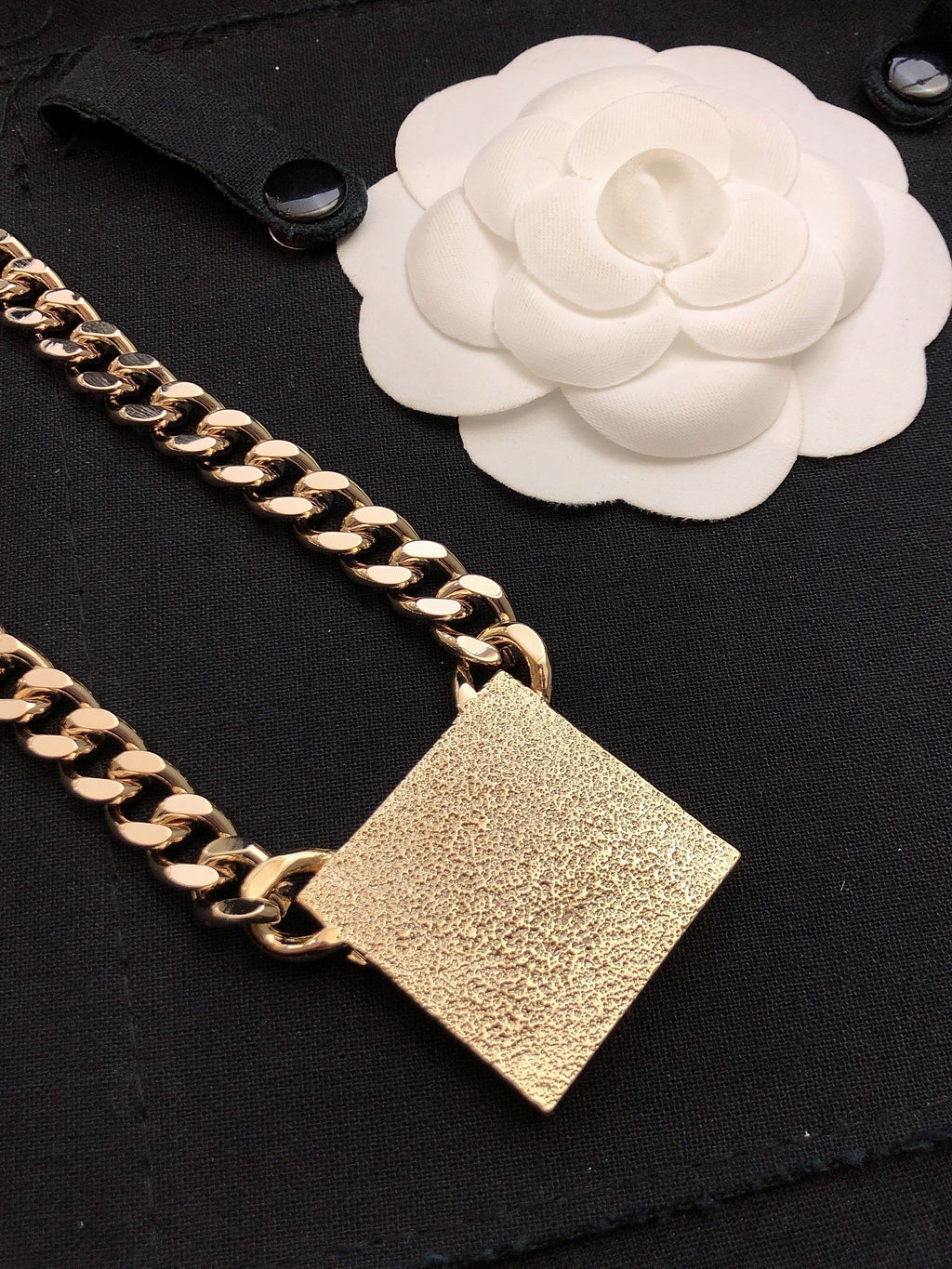 18K  Chanel Pink Logo Chain Necklace