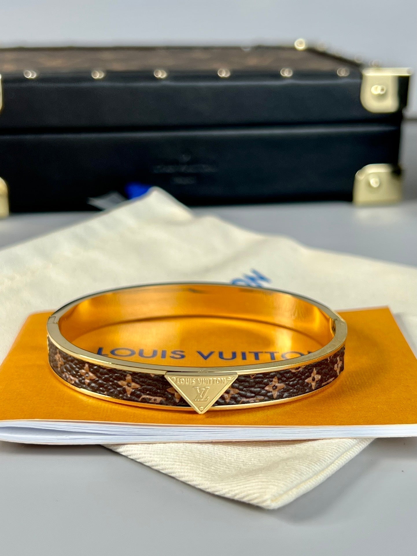18K Louis Vuitton Vintage Leather Bracelet