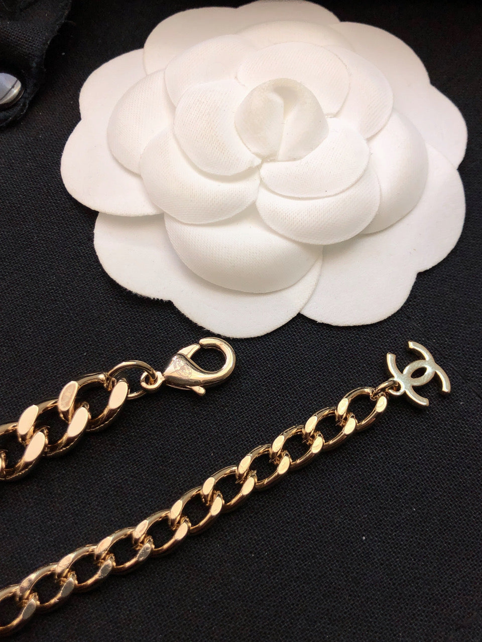 18K  Chanel Pink Logo Chain Necklace