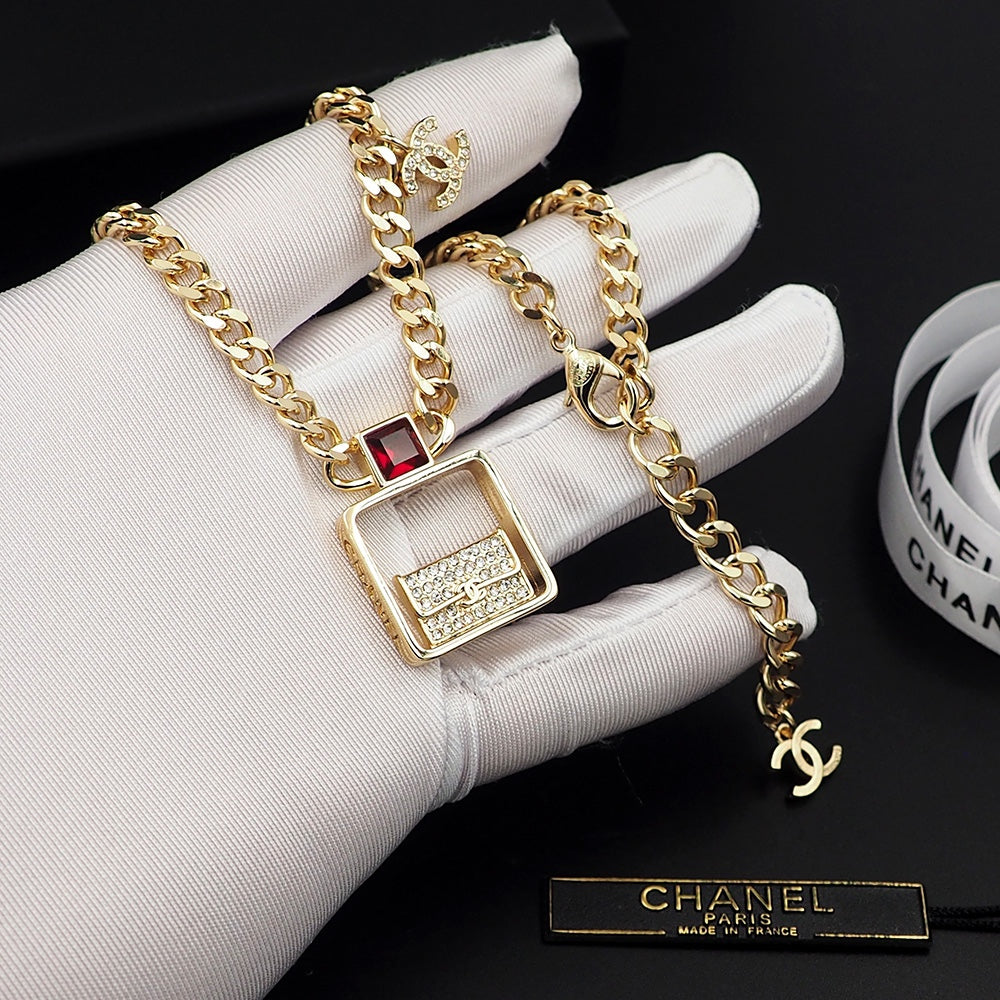 18K  Chanel Red Bag Pendant Necklace