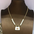 18K  Chanel Pearls Bag Pendant Necklace