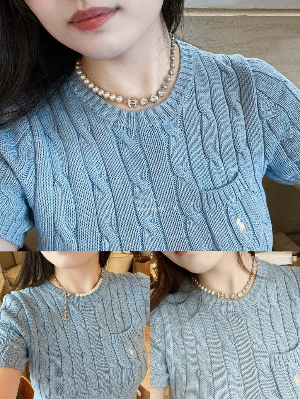 18K  Chanel Pearls Crystals Necklace