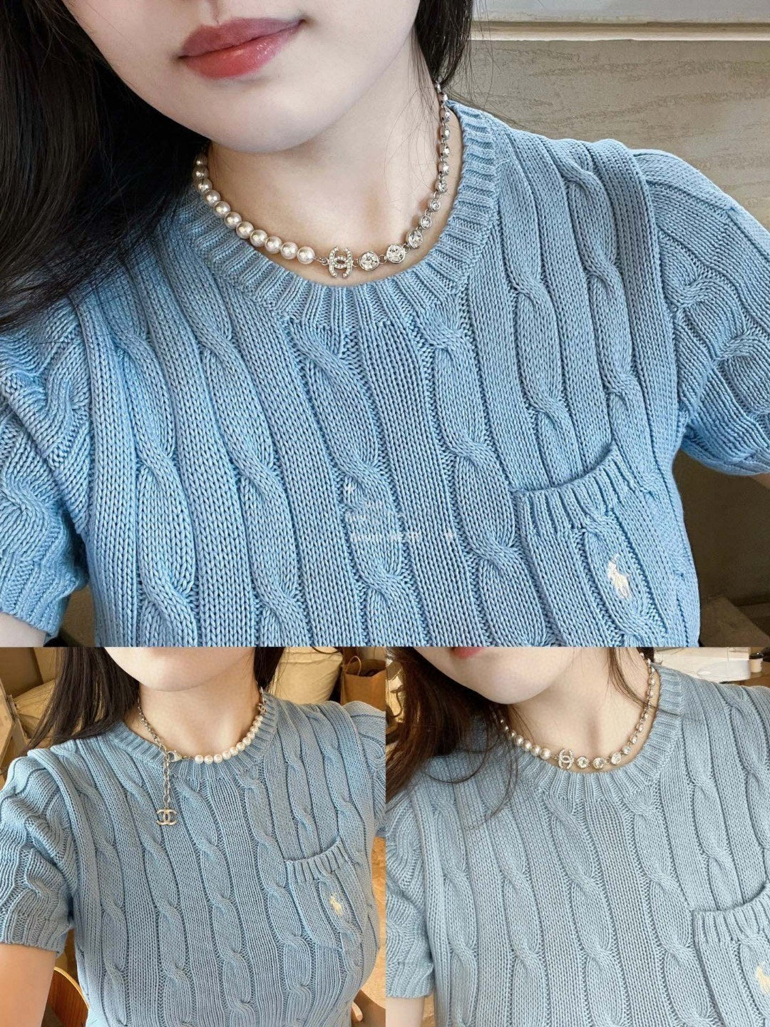 18K  Chanel Pearls Crystals Necklace