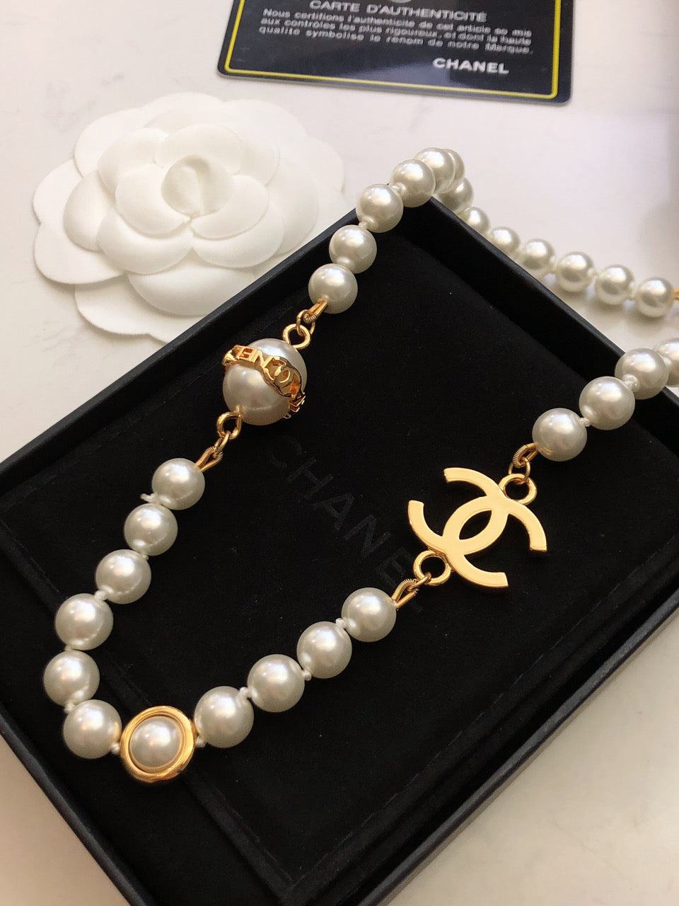 18K  Chanel Pearl Chain Necklace