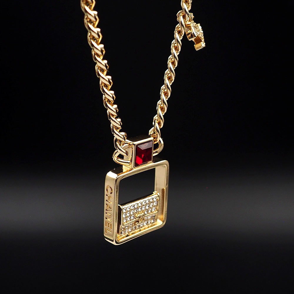 18K  Chanel Red Bag Pendant Necklace