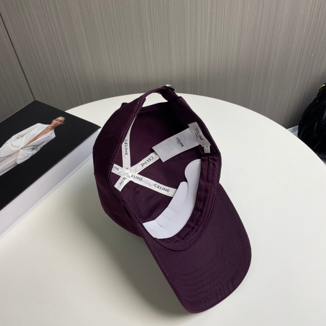 CELINE BASEBALL CAP MODEL 650708 IN WINE PURPLE COTTON
