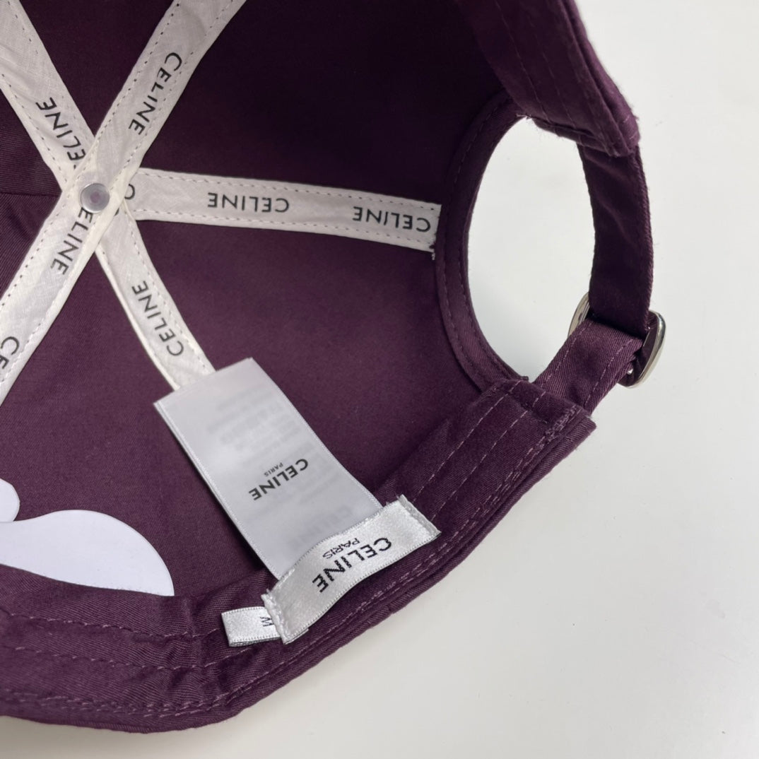 CELINE BASEBALL CAP MODEL 650708 IN WINE PURPLE COTTON