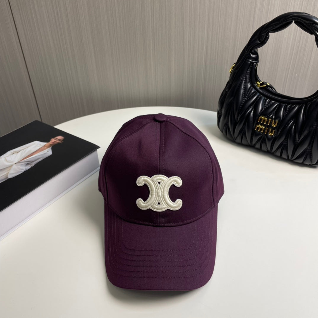 CELINE BASEBALL CAP MODEL 650713 IN WINE PURPLE COTTON