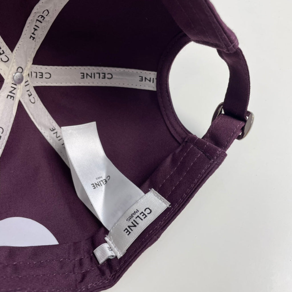 CELINE BASEBALL CAP MODEL 650713 IN WINE PURPLE COTTON