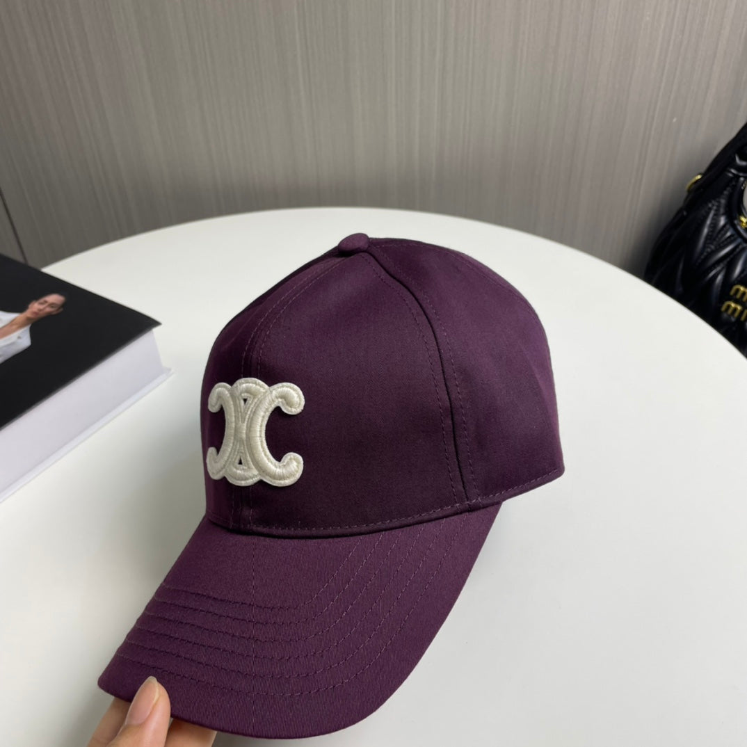 CELINE BASEBALL CAP MODEL 650713 IN WINE PURPLE COTTON