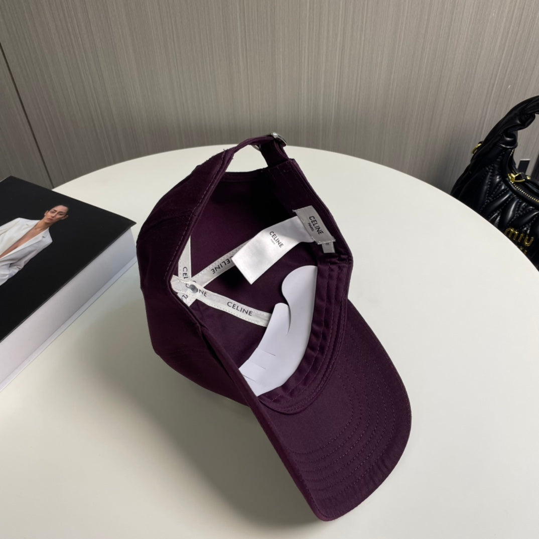 CELINE BASEBALL CAP MODEL 650716 IN WINE PURPLE COTTON