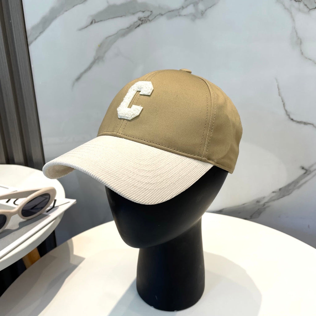 CELINE BASEBALL CAP MODEL 652406 IN OLIVE GREEN AND WHITE FABRIC