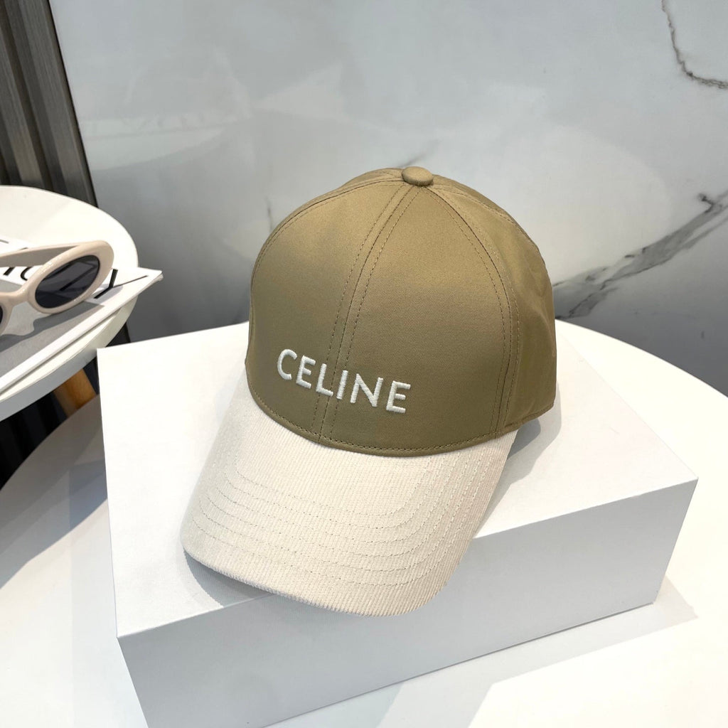 CELINE BASEBALL CAP MODEL 652408 IN OLIVE GREEN AND WHITE FABRIC