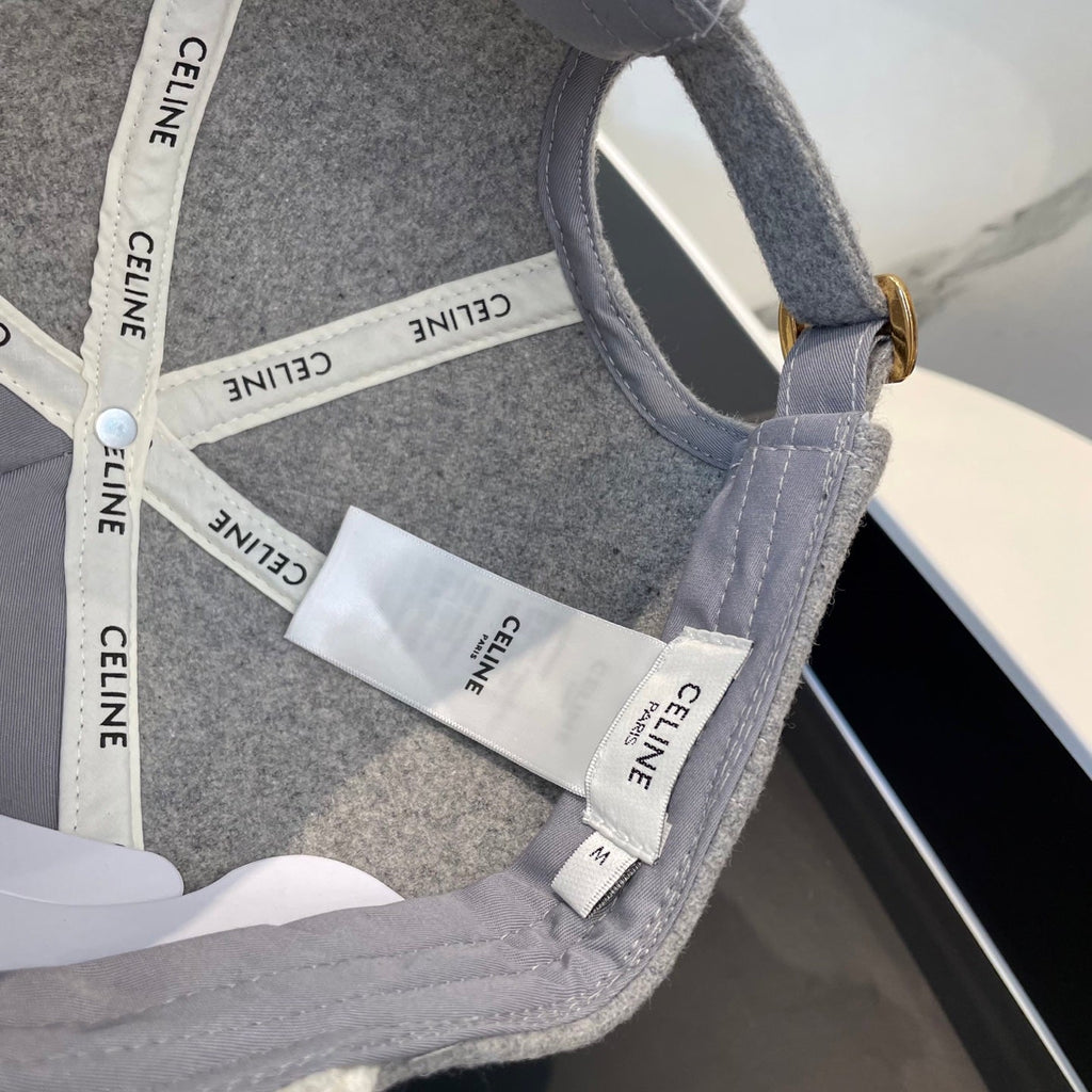 CELINE BASEBALL CAP MODEL 652409 IN WHITE AND GRAY FELTED FABRIC