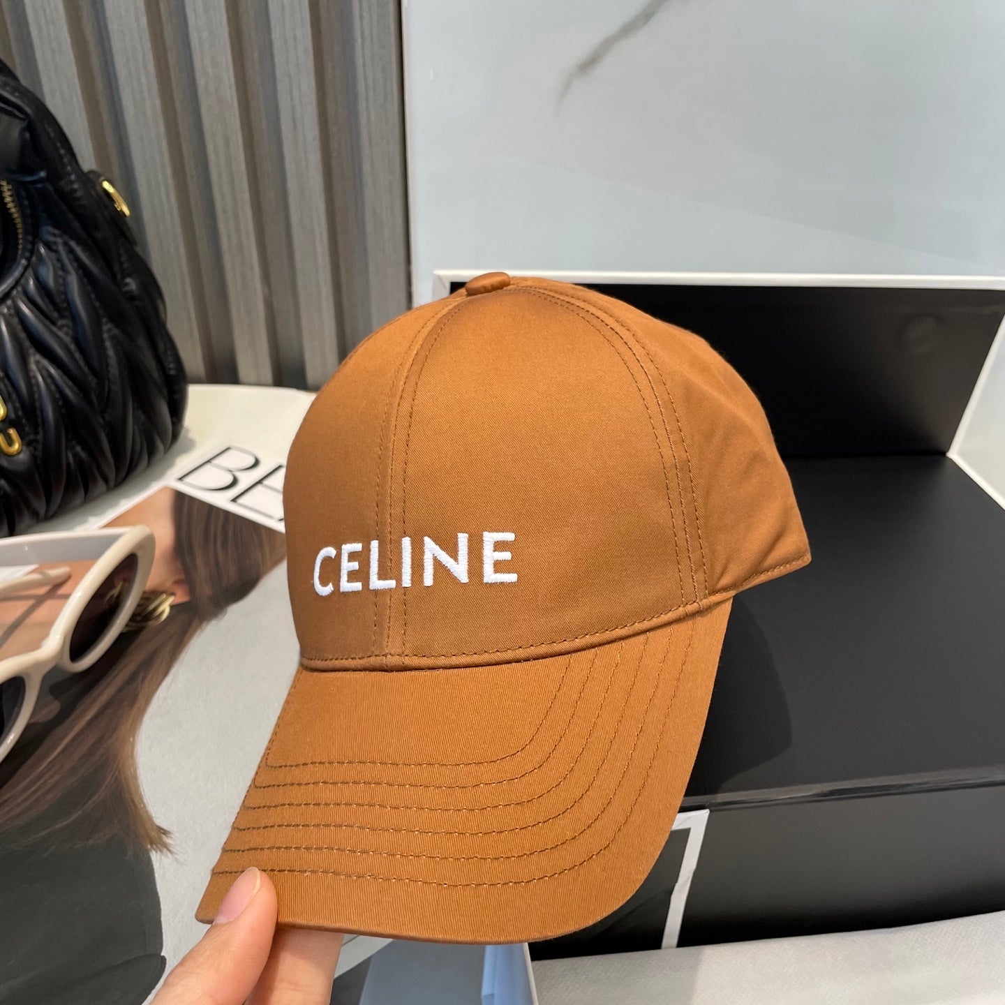 CELINE BASEBALL CAP MODEL 650750 IN BURNT ORANGE COTTON
