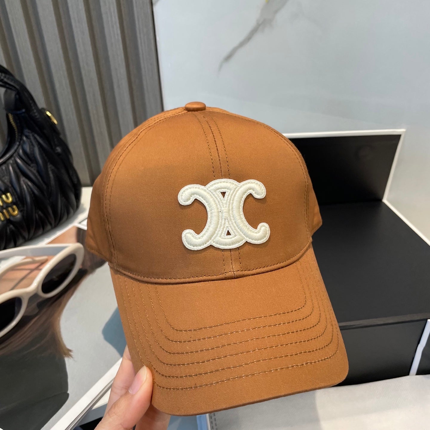 CELINE BASEBALL CAP MODEL 650752 IN BURNT ORANGE COTTON