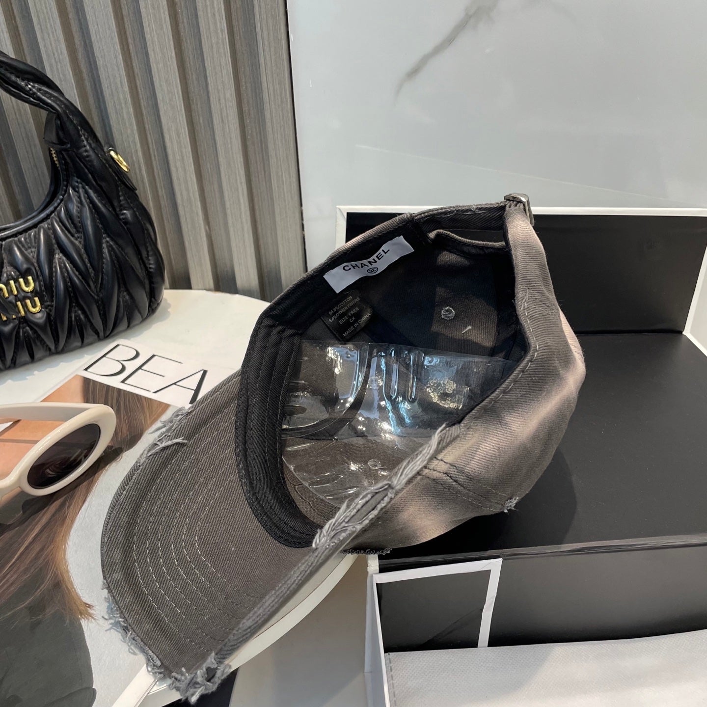 CHANEL BASEBALL HAT IN AMHERST GREY JEAN 672991